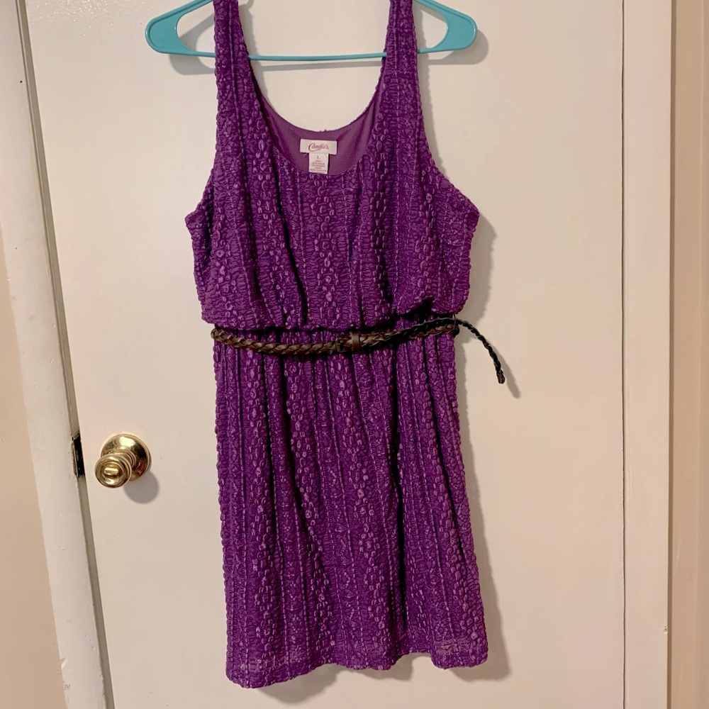 3/$15 Candie’s Purple Dress with Belt - Size Large